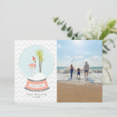 Flamingo Snow Glove Beach Feestdagenkaart (Staand voorkant)