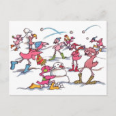 Flamingo Snowball Fight Briefkaart (Voorkant)