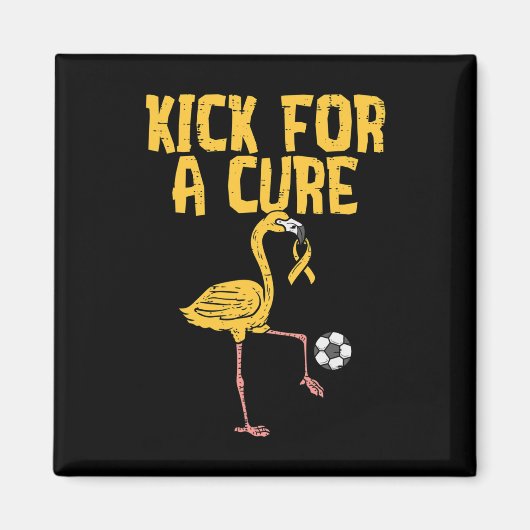 Flamingo Soccer Kick For A Cure Childhood Cancer A Magneet (Voorkant)