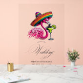 Flamingo Sombrero en Margarita Fiesta Welkom Acryl Bord (Huwelijk)