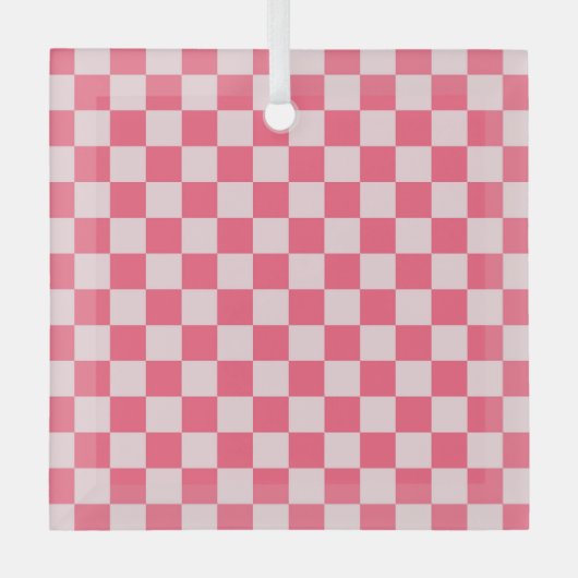 Flamingo sorbet checkerboard pattern glas ornament (Voorkant)