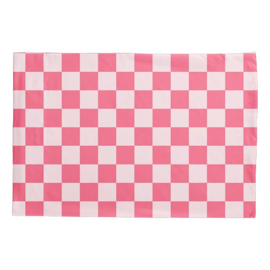 Flamingo sorbet checkerboard pattern kussensloop (Achterkant-Links)