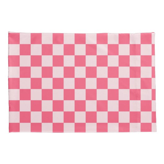 Flamingo sorbet checkerboard pattern kussensloop (Achterkant-Rechts)