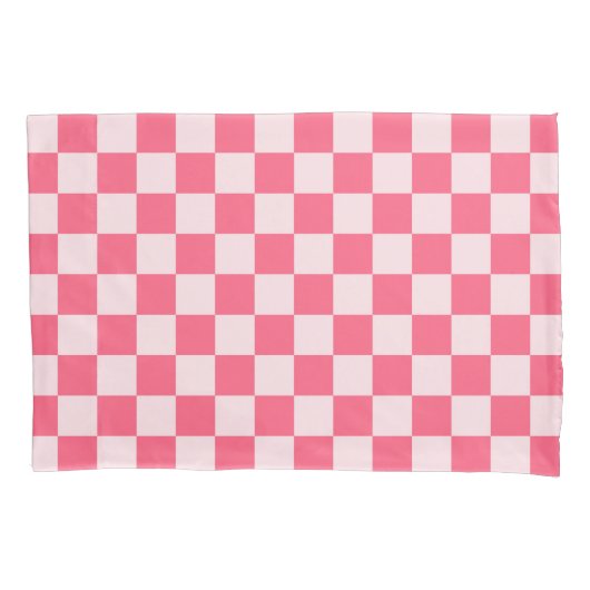 Flamingo sorbet checkerboard pattern kussensloop (Voorkant-Links)