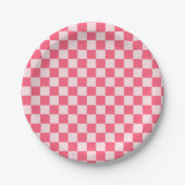 Flamingo sorbet checkerboard pattern papieren bordje (Voorkant)