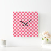 Flamingo sorbet checkerboard pattern vierkante klok (Huis)