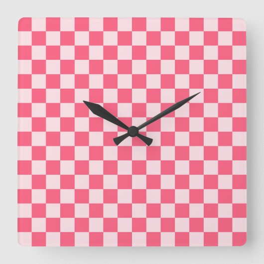 Flamingo sorbet checkerboard pattern vierkante klok (Voorkant)