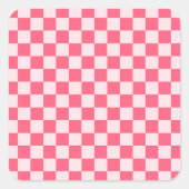 Flamingo sorbet checkerboard pattern vierkante sticker (Voorkant)