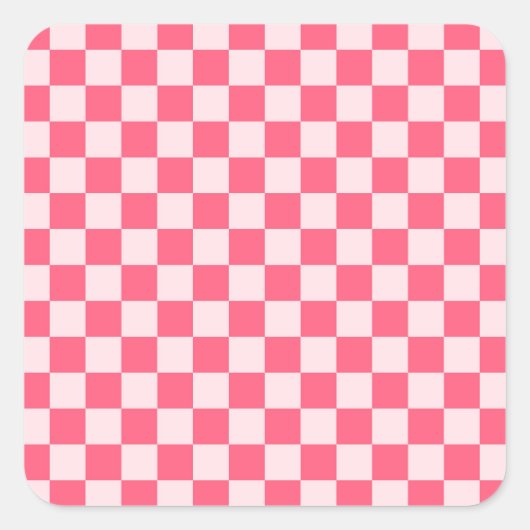 Flamingo sorbet checkerboard pattern vierkante sticker (Voorkant)