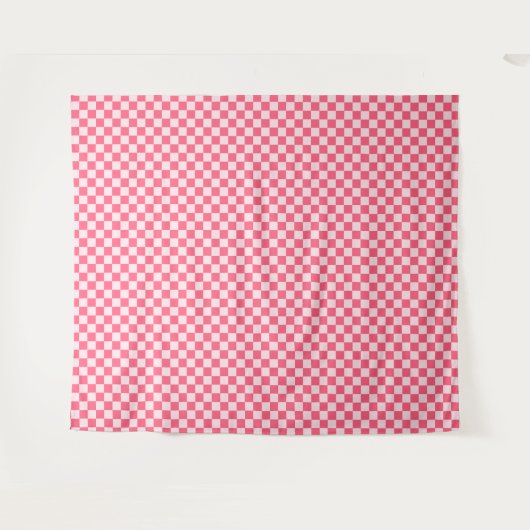 Flamingo sorbet checkerboard pattern wandkleed (Voorkant (horizontaal))