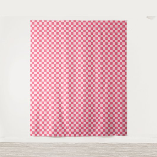 Flamingo sorbet checkerboard pattern wandkleed (Voorkant)