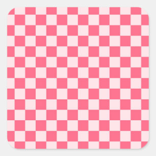 Flamingo sorbet schaakbordpatroon vierkante sticker