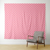 Flamingo sorbet schaakbordpatroon wandkleed (In Situ (horizontaal))