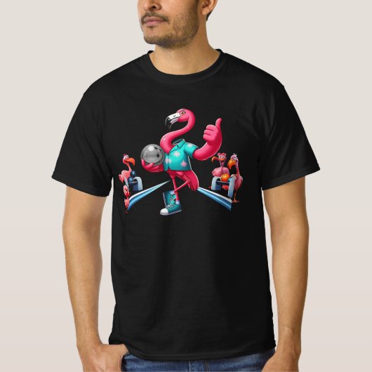Flamingo Spelen Bowling Grafische Kunst Bowler Bow T-shirt (Voorkant)