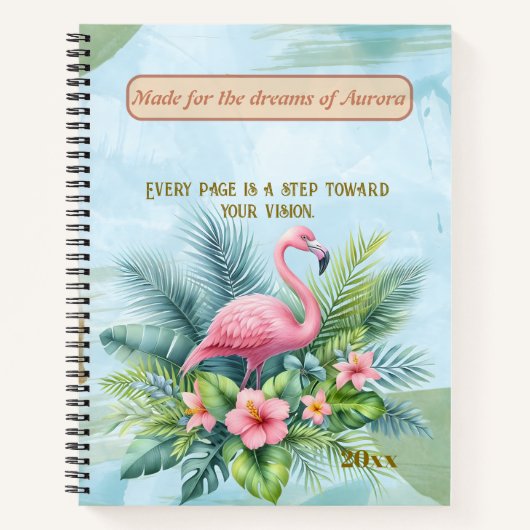 Flamingo Spiral Notitieboek met Aangepaste Quote e (Voorkant)