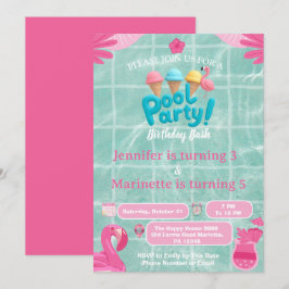 Flamingo Splash gezamenlijk zwembadfeest verjaarda Kaart