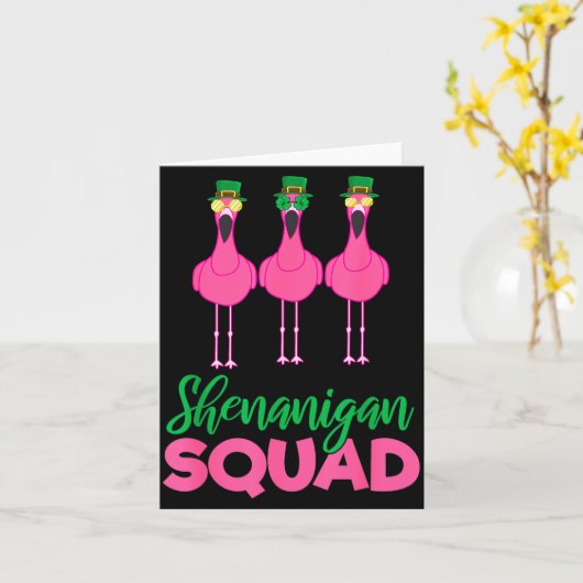 Flamingo Squad Funny Lucky St Patricks Day 2020 Te Kaart (Gele Bloem)