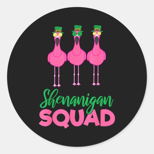 Flamingo Squad Funny Lucky St Patricks Day 2020 Te Ronde Sticker (Voorkant)