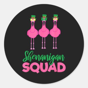 Flamingo Squad Grappige Geluks St Patricks Dag 202 Ronde Sticker