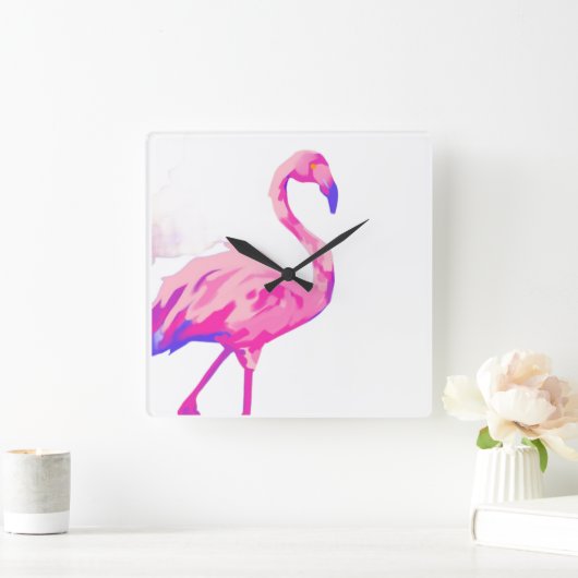 Flamingo Square Clock Vierkante Klok (Huis)
