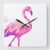 Flamingo Square Clock Vierkante Klok (Voorkant)