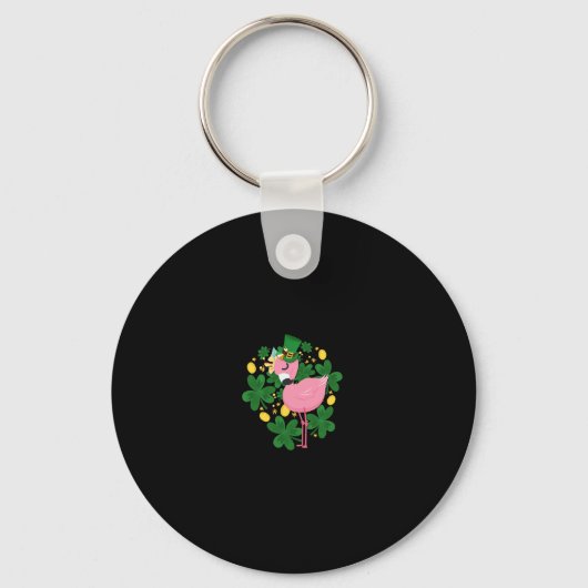 Flamingo St Patrick Day Fun Pink Bird Lover Gift1 Sleutelhanger (Voorkant)