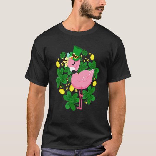 Flamingo St Patrick Day Pink Bird T-shirt (Voorkant)