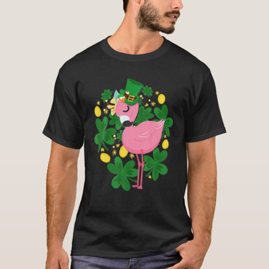 Flamingo St Patrick Day T Funny Pink Bird Lover T-shirt (Voorkant)