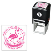 Flamingo Staand, Bloemen Bibliotheek Boeknaam Zelfinktende Stempel (In situ)