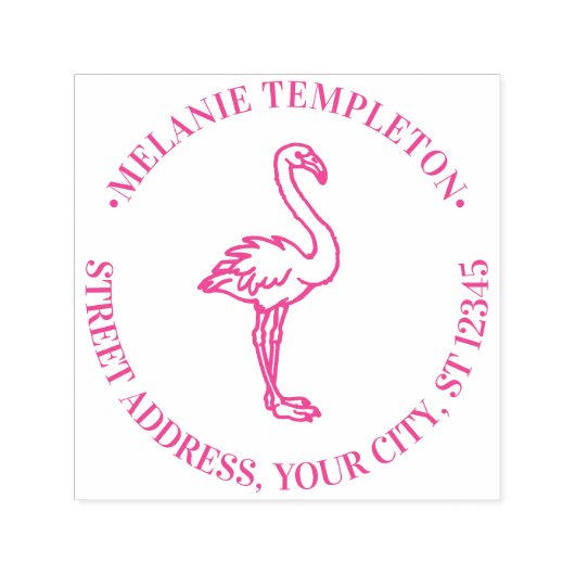 Flamingo Staand Naam Retouradres Zelfinktende Stempel (Design)