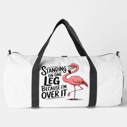 Flamingo Staand Op Eén Been Over Plunjezak (Voorkant)