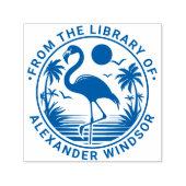 Flamingo Staand, Palmboom Bibliotheek Boek Naam Zelfinktende Stempel (Design)