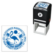 Flamingo Staand, Palmboom Naam Retouradres Zelfinktende Stempel (In situ)