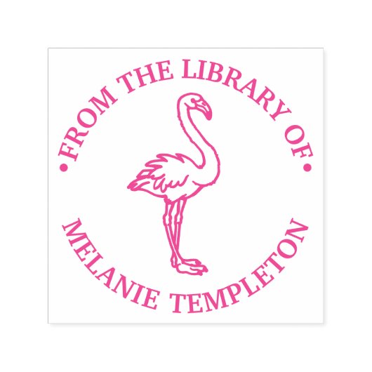 Flamingo Staande "Uit de bibliotheek van" Naam Mon Zelfinktende Stempel (Design)