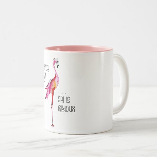 Flamingo Stand-all is een fabelachtig, grappig Gez Tweekleurige Koffiemok (Voorkant rechts)