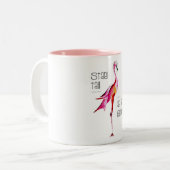 Flamingo Stand-all is een fabelachtig, grappig Gez Tweekleurige Koffiemok (Voorkant links)