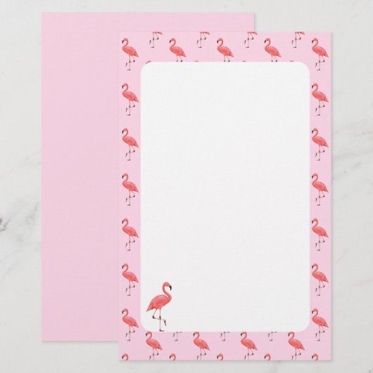 Flamingo Stationery Paper Briefpapier (Voorkant / Achterkant)