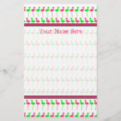 Flamingo Stationery - Roze en Groen Patroon Briefpapier (Voorkant)