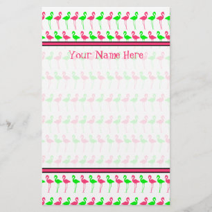Flamingo Stationery - Roze en Groen Patroon Briefpapier