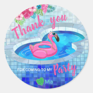 Flamingo sticker Glitter, pool Birthday, Dank u
