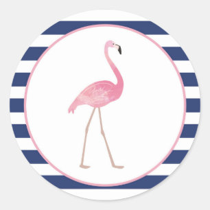 Flamingo Sticker Navy Stripes
