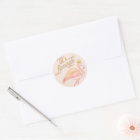 FLAMINGO-stickers Ronde Sticker (Envelop)