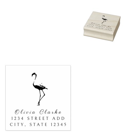 Flamingo Stijlvol Script Rubberstempel (Gestempeld)
