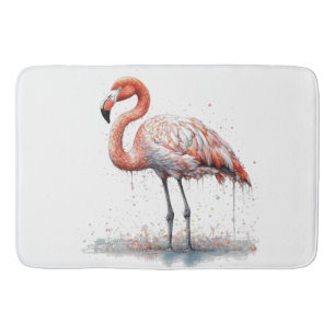 Flamingo Straling: Watercolor Kunst op maat Badmat