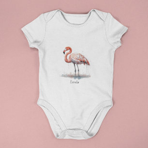 Flamingo Straling: Watercolor Kunst op maat Romper