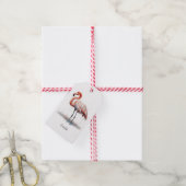 Flamingo Straling: Waterverf Flamingo, op maat Cadeaulabel (Met Touw)