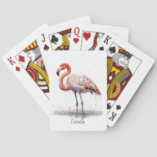 Flamingo Straling: Waterverf Flamingo, op maat gem Pokerkaarten