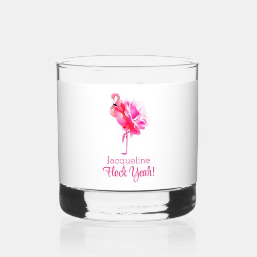 Flamingo Strand Bruiloft Bruidsmeisje Flock Ja Whisky Glas (Achterkant)