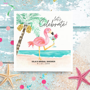 Flamingo Strand Cocktail Tropische Bruiloftsborrel Servet