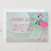 Flamingo Strand Kerstfeest Uitnodiging (Voorkant)